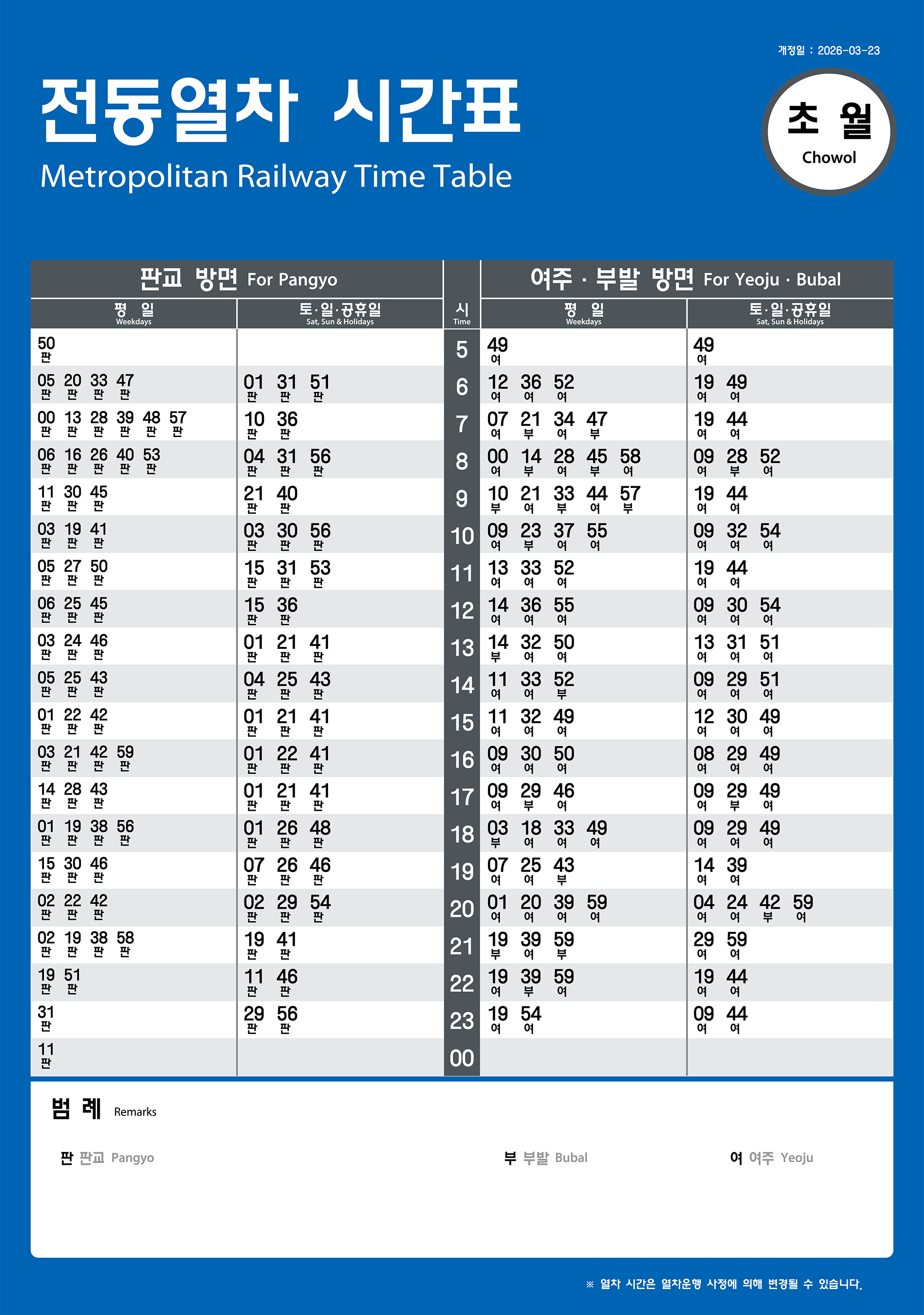 초월역의 전동열차 시간표를 안내하는 이미지입니다.