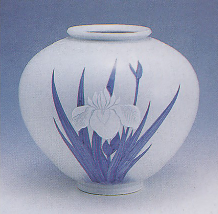 백자청화난초문호